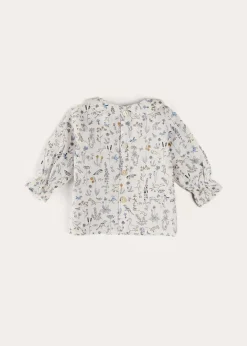 Pepa London Ellis Floral Long Sleeve Blouse in Blue Made with Liberty Fabric (1-12m)