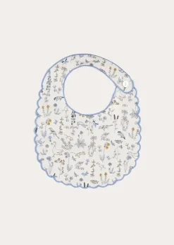 BOY Pepa London Ellis Rounded Bib with Embroidery in Blue Made with Liberty Fabric