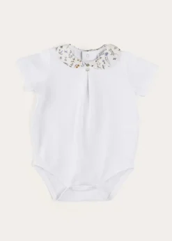 Pepa London Ellis Short Sleeve Bodysuit with Printed Collar Made with Liberty Fabric (1m-2yrs)