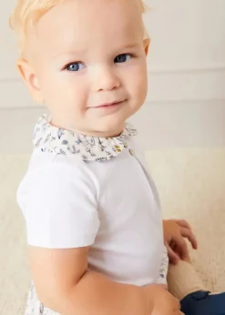 Pepa London Ellis Short Sleeve Bodysuit with Printed Collar Made with Liberty Fabric (1m-2yrs)