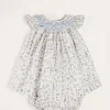 Pepa London Ellis Sleeveless Dress with Bloomer and Bows in Blue Made with Liberty Fabric (1-12m)