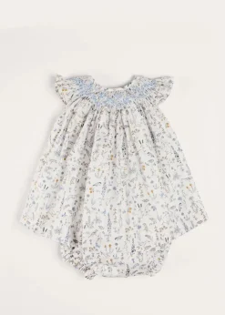 Pepa London Ellis Sleeveless Dress with Bloomer and Bows in Blue Made with Liberty Fabric (1-12m)