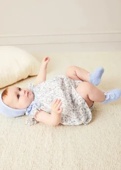 Pepa London Ellis Sleeveless Dress with Bloomer and Bows in Blue Made with Liberty Fabric (1-12m)