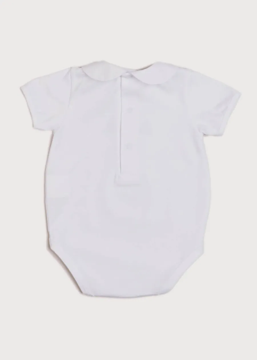 BOY Pepa London Embroidered Boat Motif Peter Pan Collar Bodysuit in White (1mth-3yrs)