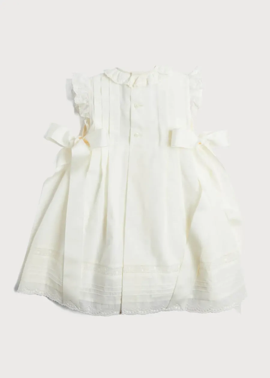 Pepa London Embroidered Lace Trim Dress in Ivory (6mths-5yrs)