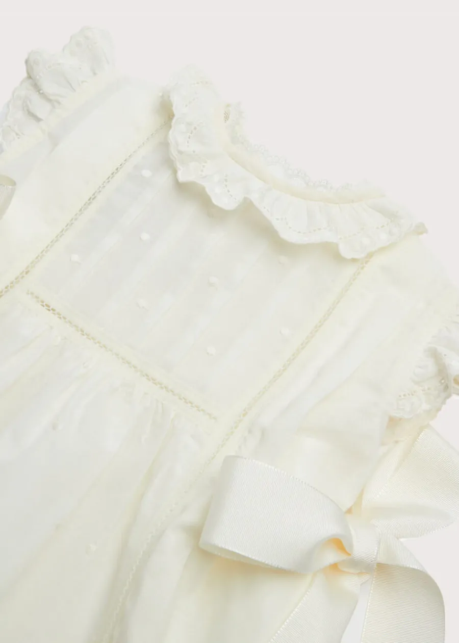 Pepa London Embroidered Lace Trim Gown in Ivory (3-18mths)