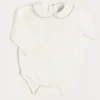 BOY Pepa London Embroidered Peter Pan Collar Long Sleeve Bodysuit in Burgundy (1mth-3yrs)