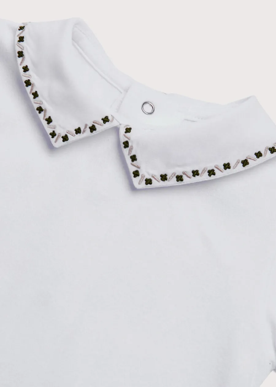 BOY Pepa London Embroidered Polo Collar Bodysuit in White (0mths-3yrs)