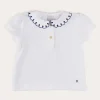 Pepa London Embroidered Scallop Collar Short Sleeve Polo Shirt in Navy (2-10yrs)