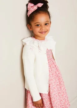 Pepa London Emilia Floral Hand Smocked Ruffle Collar Short Sleeve Dress in Pink (12mths-10yrs)