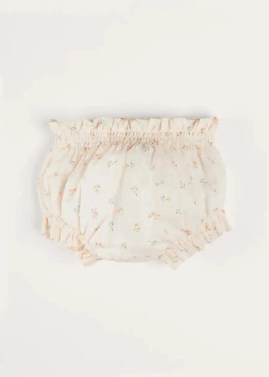 Pepa London Esme Floral Bow Detail Bloomers in White (1-12mths)