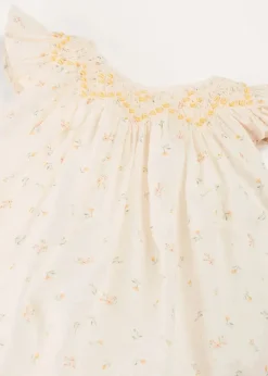 Pepa London Esme Floral Hand Smocked Sleeveless Dress With Bloomers in White (1-12mths)