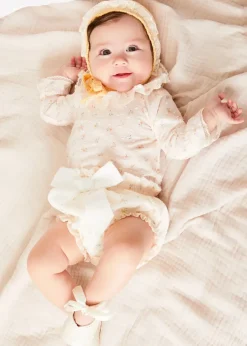 Pepa London Esme Floral Ruffle Collar Long Sleeve Blouse in White (1-12mths)