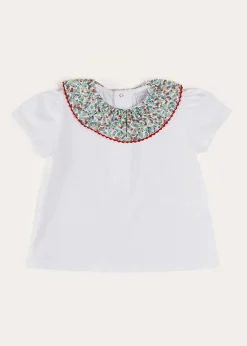 Pepa London Evelyn Floral Ruffle Collar Top in Red (2-10yrs)