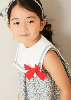 Pepa London Evelyn Floral Sleeveless Bow Detail Trapeze Dress in Red (12mths-8yrs)