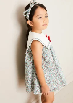Pepa London Evelyn Floral Sleeveless Bow Detail Trapeze Dress in Red (12mths-8yrs)