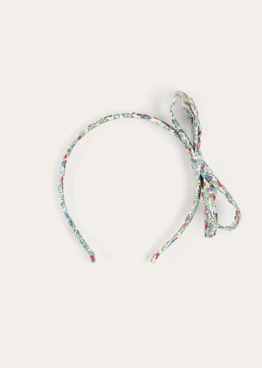 BOY Pepa London Evelyn Floral Thin Bow Hairband in Red