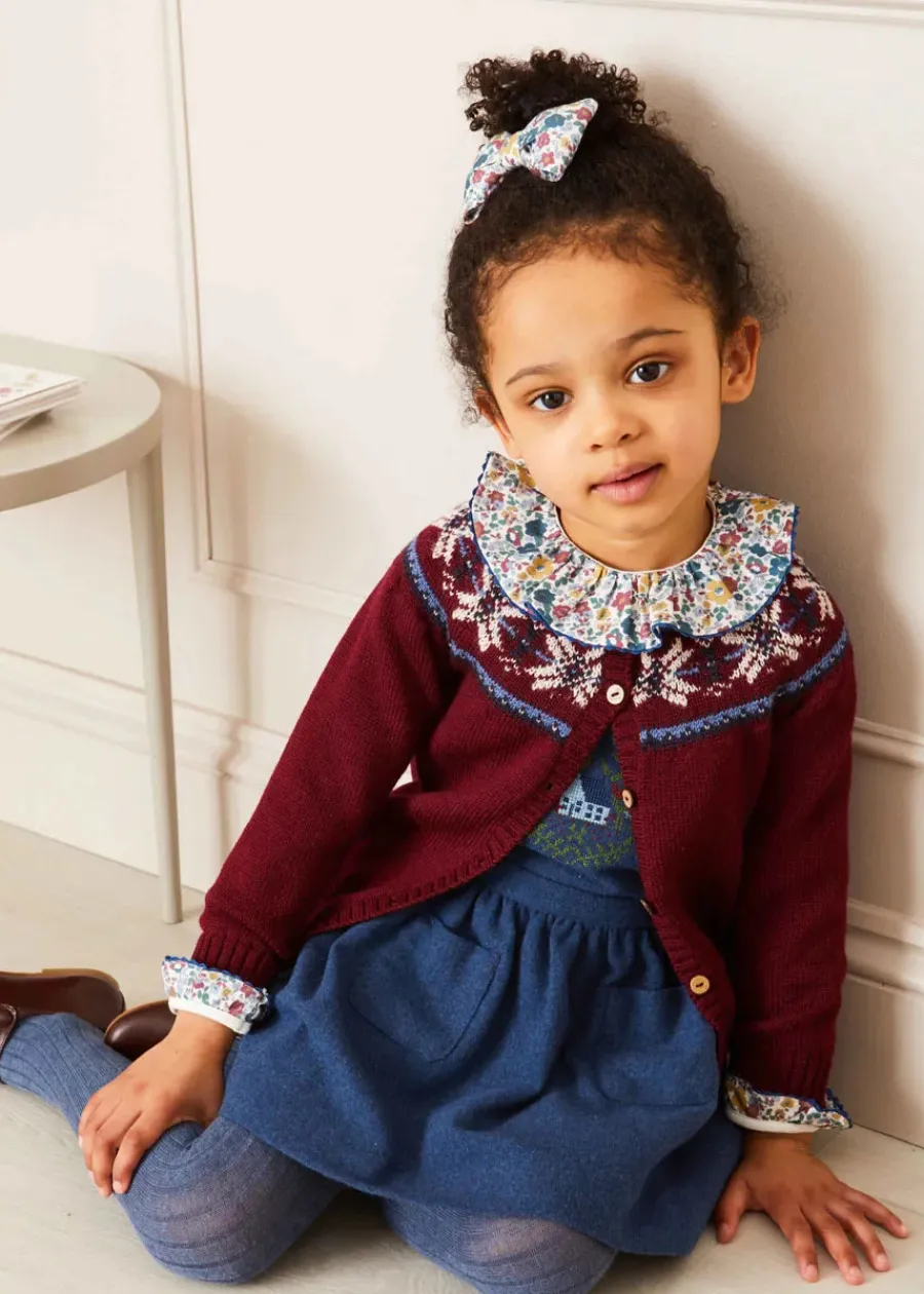 Pepa London Fair Isle Cardigan in Burgundy (12mths-10yrs)