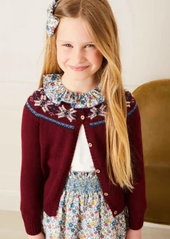 Pepa London Fair Isle Cardigan in Burgundy (12mths-10yrs)