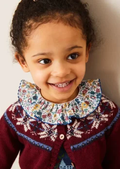 Pepa London Fair Isle Cardigan in Burgundy (12mths-10yrs)