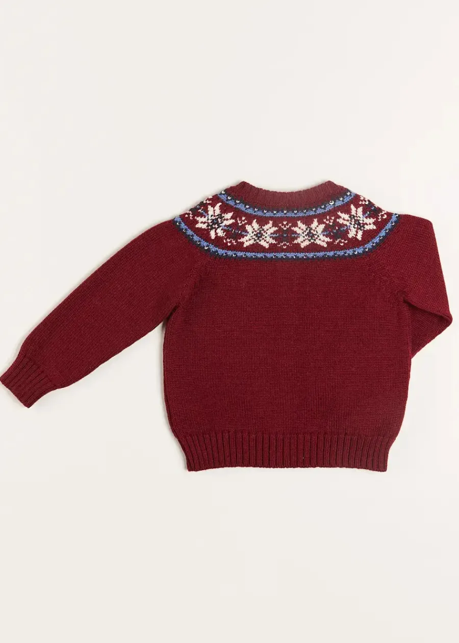 Pepa London Fair Isle Cardigan in Burgundy (12mths-10yrs)