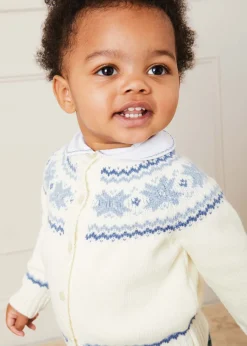 BOY Pepa London Fair Isle Cardigan in Cream (6mths-3yrs)