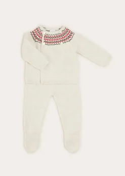 BOY Pepa London Fair Isle Knitted 2 Piece Set In Grey (1-9mths)