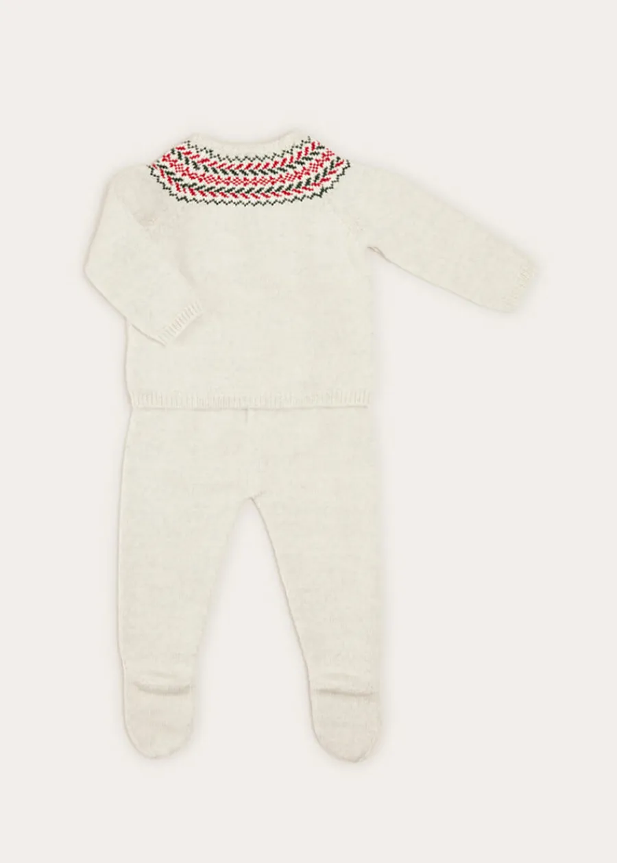 BOY Pepa London Fair Isle Knitted 2 Piece Set In Grey (1-9mths)