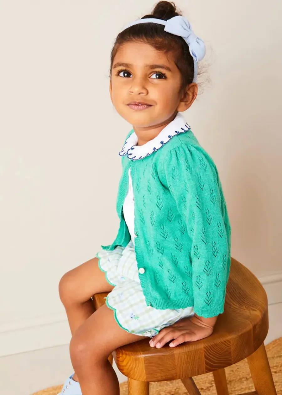 Pepa London Floral Openwork Cotton Cardigan in Green (2-10yrs)
