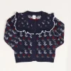 Pepa London Floral Ruffle Bib Cardigan in Blue (2-10yrs)