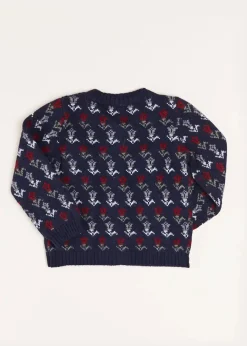 Pepa London Floral Ruffle Bib Cardigan in Blue (2-10yrs)