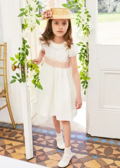 Pepa London Flower Girl Ivory Dress with Pink Silk Sash (6mths-10yrs)