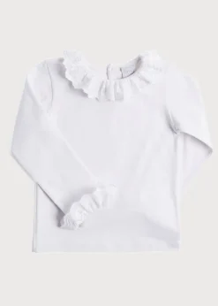 Pepa London Frill Collar Long Sleeve Top in White (18mths-10yrs)