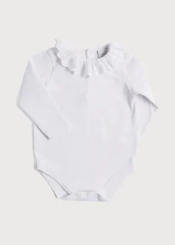 Pepa London Frill Collar Long Sleeve Bodysuit in White (0mths-3yrs)
