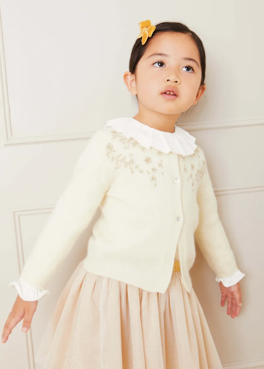 Pepa London Frill Collar Long Sleeve Top in White (18mths-10yrs)