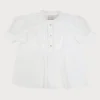 Pepa London Frilly Neck Pleated Short Sleeve Blouse in White (18mths-10yrs)