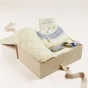 Pepa London Gift boxes | Baby Bonnet In Cream (S-L) | BIBS Dummy in Blue | Intricate Openwork Fine Merino Wool Shawl in Cream
