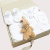 Pepa London Gift boxes | Newborn All-In-One With Rocking Horse Embroidery In Beige (1-6mths) | Newborn Side Tie Bodysuit With Rocking Horse Embroidery Beige (1-6mths) | Newborn Towel with Rocking Horse Embroidery In Beige | Newborn Bonnet with Rocking Horse Embroidery Beige (0-3mths) | White Bib with Beige Embroidered Rocking Horse | Newborn Mittens with Rocking Horse Embroidery Beige (1-3mths) | Newborn Booties With Rocking Horse Embroidery Beige (1-3mths)