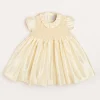Pepa London Girls Silk Hand Smocked Celebration Dress in Champagne (6mths-10yrs)