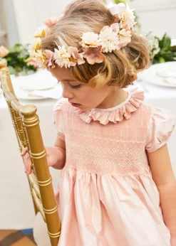 Pepa London Girls Silk Hand Smocked Celebration Dress in Pink (6mths-10yrs)