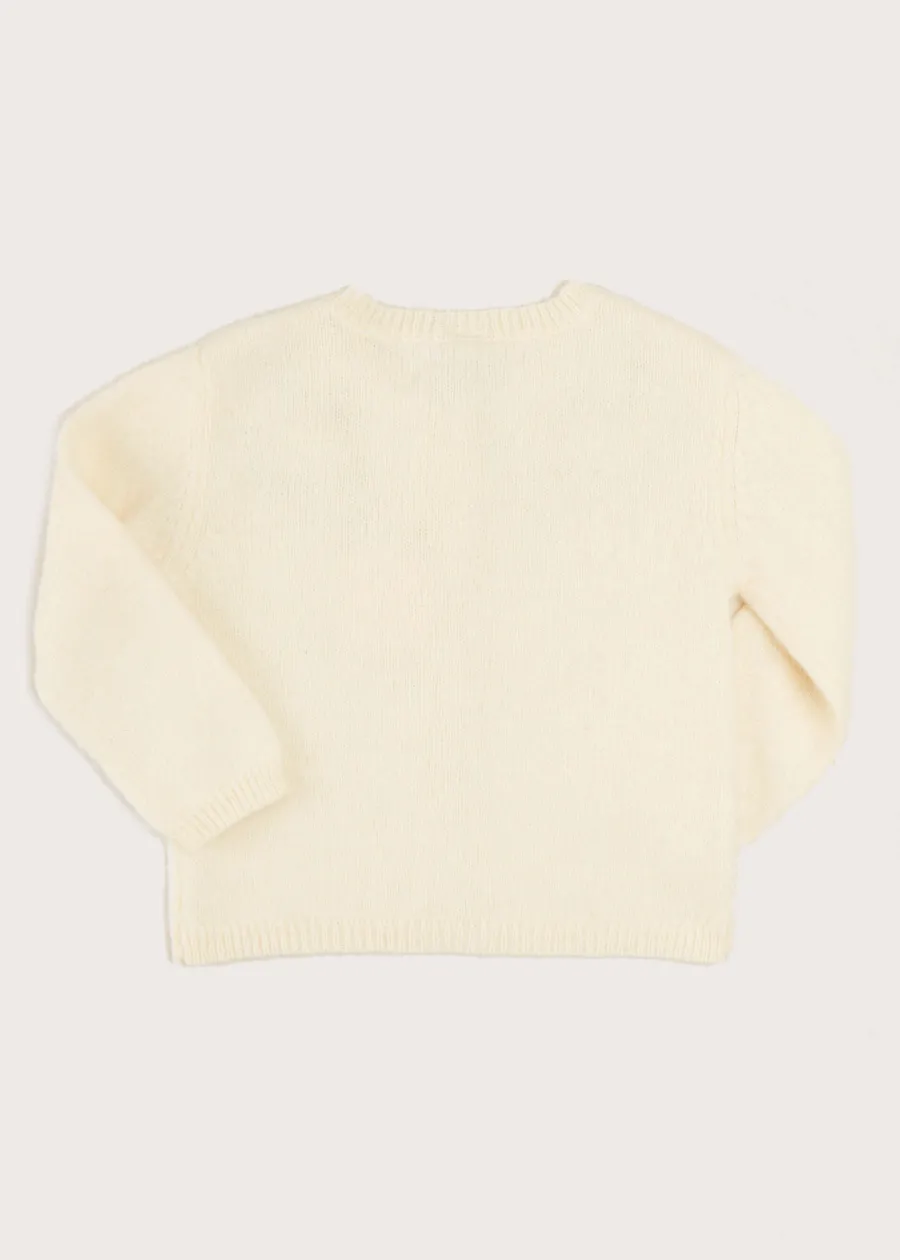 Pepa London Gold Embroidered Cardigan In Cream (12mths-10yrs)