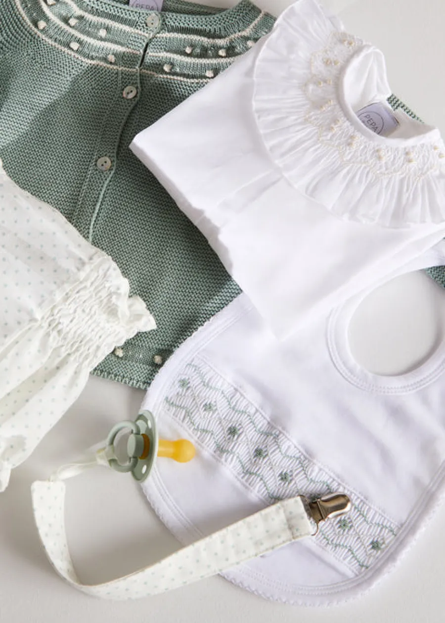 BOY Pepa London Green Hand Smocked Bib