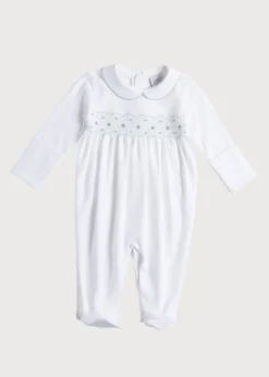 BOY Pepa London Green Hand Smocked Cotton All-in-One (0-18mths)