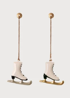 BOY Pepa London Hand Painted Ice Skates Christmas Ornament (Set Of 2) in White