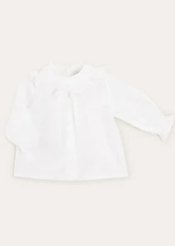 Pepa London Hand Smocked Collar Long Sleeve Blouse In Baby Pink (0-12mths)
