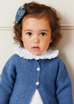 Pepa London Hand Smocked Collar Long Sleeve Blouse in White (0-12mths)