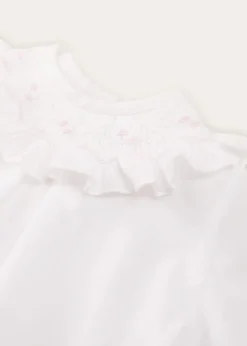 Pepa London Hand Smocked Collar Long Sleeve Blouse In Baby Pink (0-12mths)