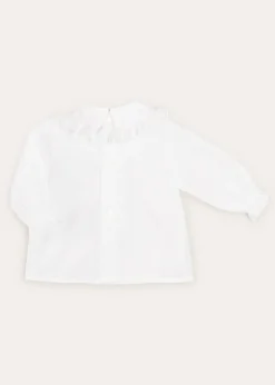 Pepa London Hand Smocked Collar Long Sleeve Blouse In Baby Pink (0-12mths)