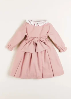 Pepa London Hand Smocked Double Breasted Long Sleeve Dress in Pink (12mths-10yrs)
