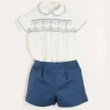 BOY Pepa London Hand Smocked Short Sleeve Two Piece Set in Royal Blue (18mths-5yrs)